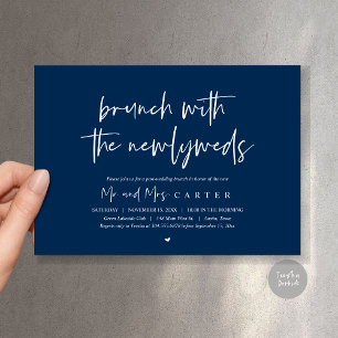 Invitation Brunch avec les jeunes mariés, mariage post, bleu