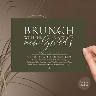 Invitation Brunch avec les jeunes mariés, mariage vert olive