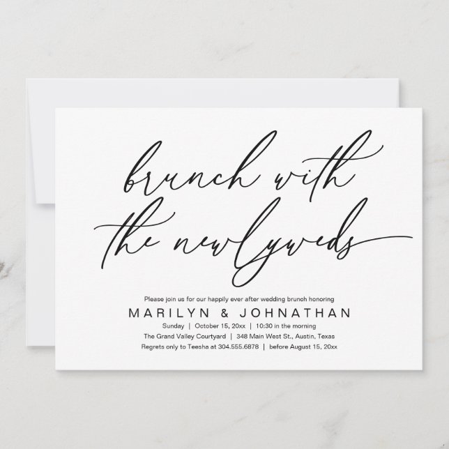 Invitation Brunch Avec Les Nouveaux Mariés, Mariage Post Célé (Devant)