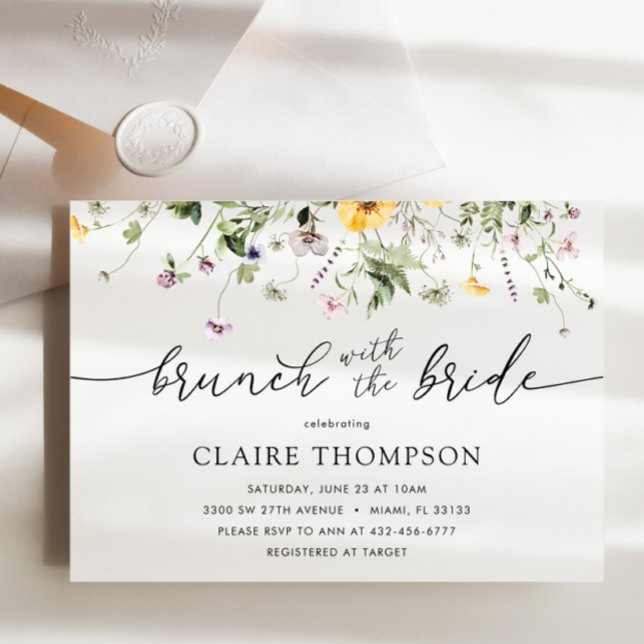 Invitation Brunch avec l'invitation de la mariée Fleur sauvag (Créateur téléchargé)