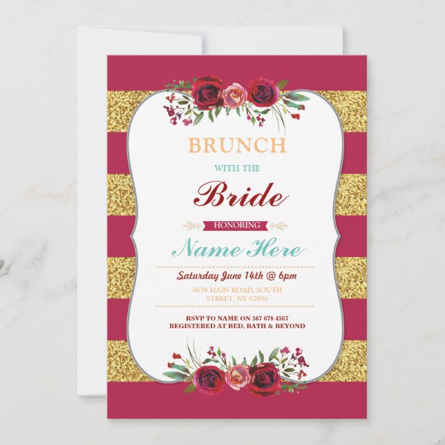 Invitation Brunch Avec L'Invitation Floral De La Parties scin (Devant)
