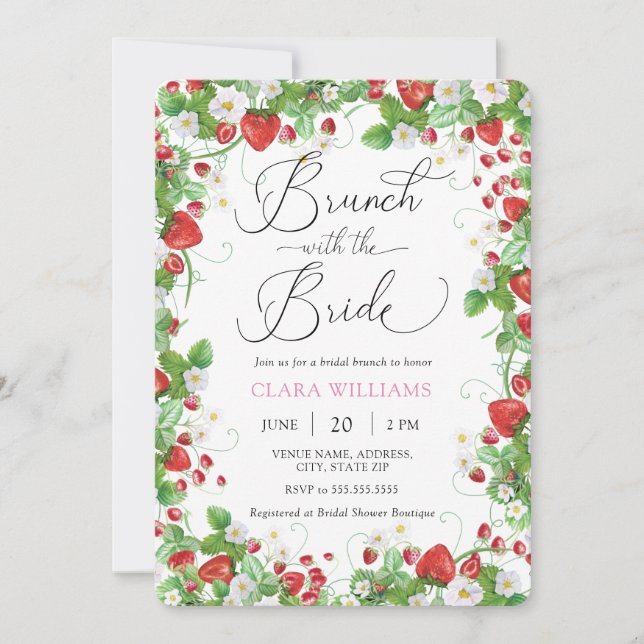 Invitation Brunch Berry Sweet avec Fête des mariées Bride (Devant)