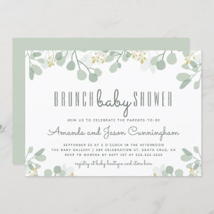Invitation Brunch botanique de baby shower de feuillage