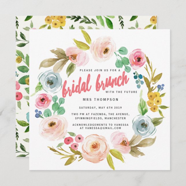 INVITATION BRUNCH BRIDAL BOTANIQUE LUMINEUX (Devant / Derrière)