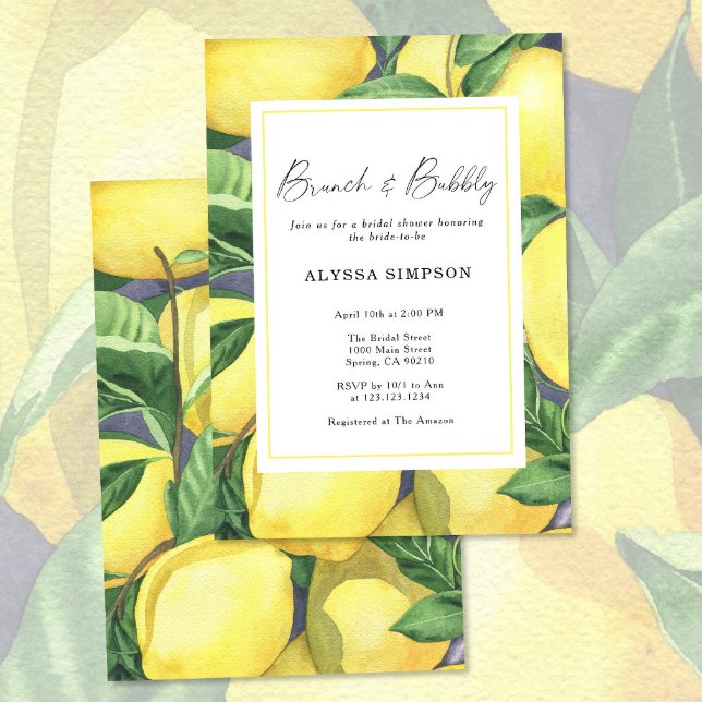 Invitation Brunch & Bubble Lemon Réception de Mariage (Créateur téléchargé)