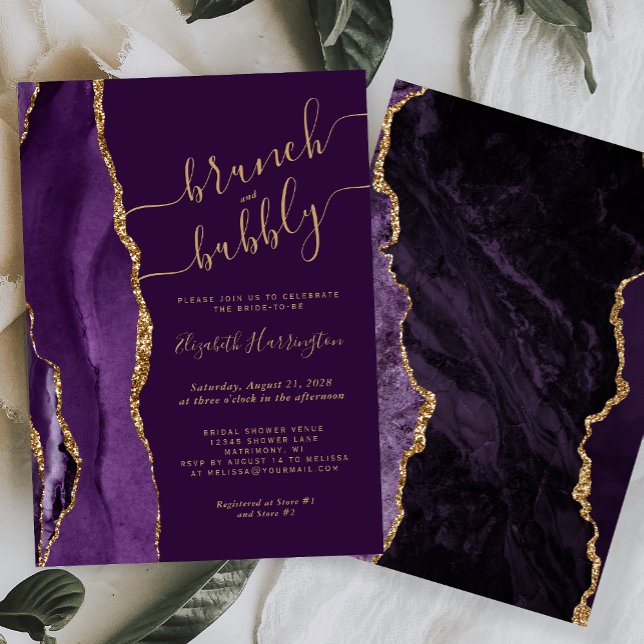Invitation Brunch & Bubbly Agate Violet Mariage (Créateur téléchargé)