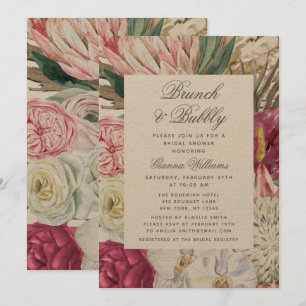 Invitation Brunch & Bubbly Aquarelle Fête des mariées florale
