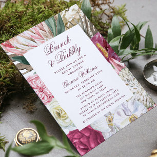 Invitation Brunch & Bubbly Aquarelle Fête des mariées florale