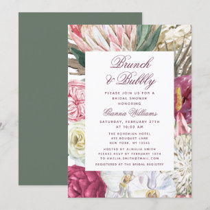 Invitation Brunch & Bubbly Aquarelle Fête des mariées florale