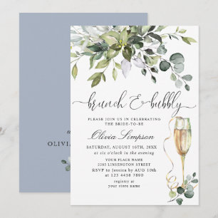 Invitation Brunch & Bubbly au eucalyptus simplement élégant