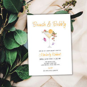 Invitation Brunch Bubbly Baby shower de champagne Floral