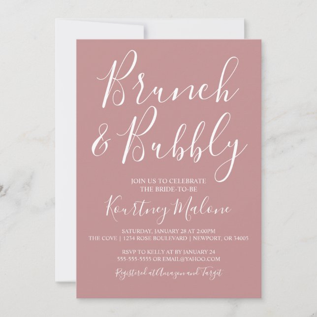 Invitation Brunch & Bubbly Blush Bridal Douche (Devant)