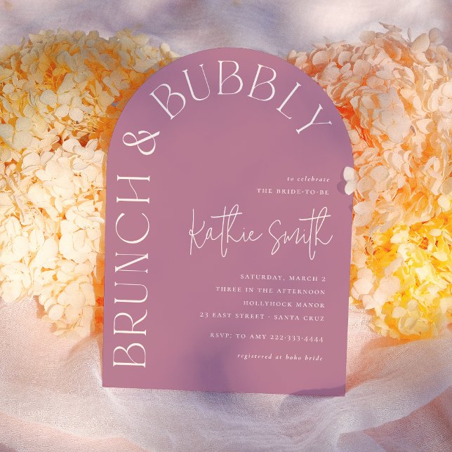 Invitation Brunch & Bubbly Bold Fête des mariées d'arc floral (Créateur téléchargé)