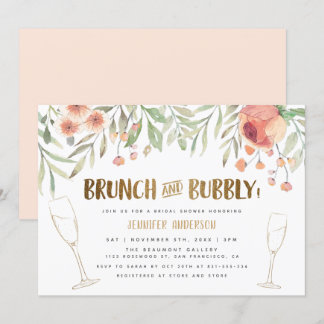 Invitation Brunch & Bubbly Champagne & Gold Fête de l'mariée
