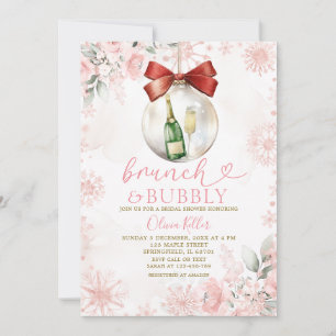 Invitation Brunch & Bubbly de l'hiver rose pour une Baby Show