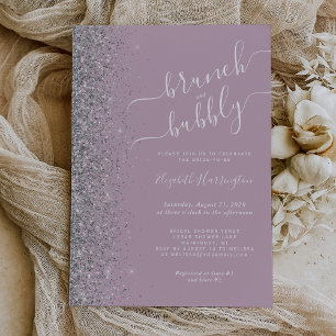 Invitation Brunch & Bubbly Dusty Lilac Silver Enterrement de 
