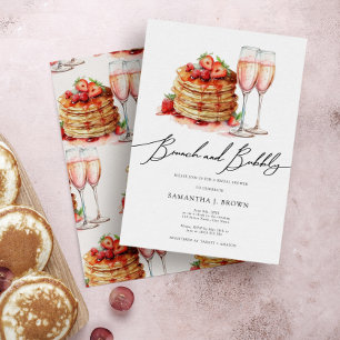 Invitation Brunch & Bubbly Elegant Pancake Fête des mariées r