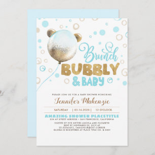 Invitation Brunch Bubbly et bébé Baby shower ours en peluche