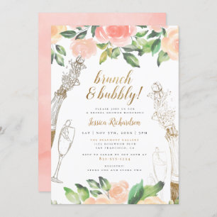 Invitation Brunch & Bubbly Fête de l'mariée Florale de Champ