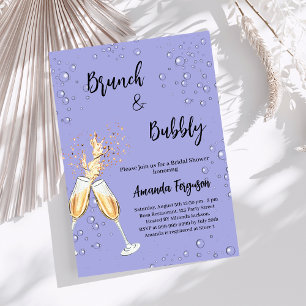 Invitation Brunch Bubbly Fête des mariées acclamer bleu pouss