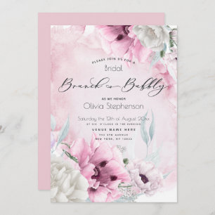 Invitation Brunch Bubbly Fête des mariées Aquarelle Pink Popp