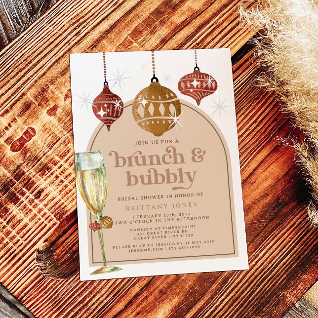 Invitation Brunch & Bubbly Fête des mariées de Noël (Créateur téléchargé)