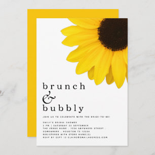 Invitation Brunch Bubbly Fête des mariées de tournesol jaune