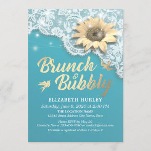 Invitation Brunch Bubbly Fête des mariées dentelle soleil lum