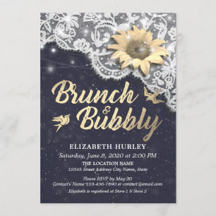 Invitation Brunch Bubbly Fête des mariées dentelle soleil lum