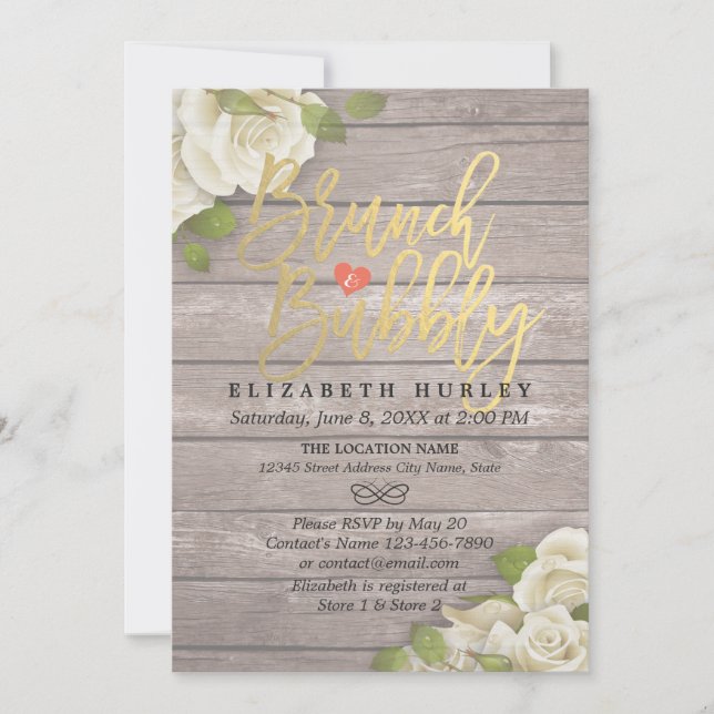 Invitation Brunch Bubbly Fête des mariées Floral (Devant)