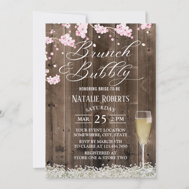Invitation Brunch & Bubbly Fête des mariées florale rustique (Devant)