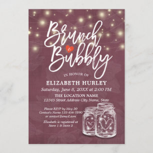 Invitation Brunch Bubbly Fête des mariées Mason Jar String Lu