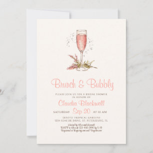 Invitation Brunch Bubbly Fête des mariées pricot