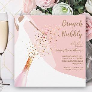 Invitation Brunch Bubbly Fête des mariées rose pâle