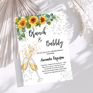 Invitation Brunch Bubbly Fête des mariées tournesol verdure
