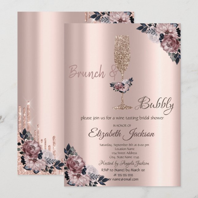 Invitation Brunch & Bubbly Fleurs qui dégoulinent : Enterreme (Devant / Derrière)