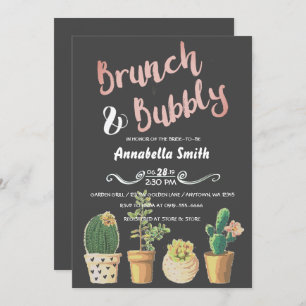 Invitation Brunch & Bubbly Floral Chalkboard Fête des mariées