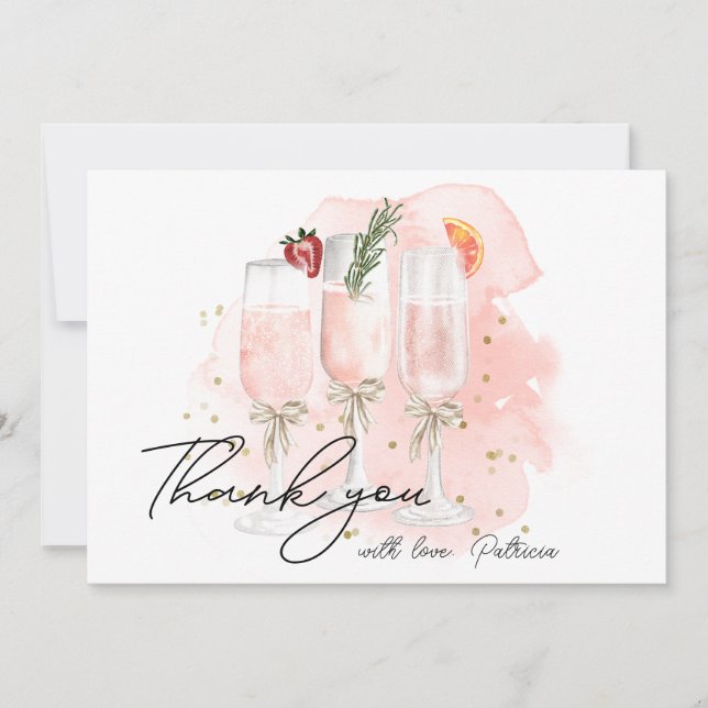 Invitation Brunch & Bubbly Mimosa Bridal Shower Thank You  (Devant)