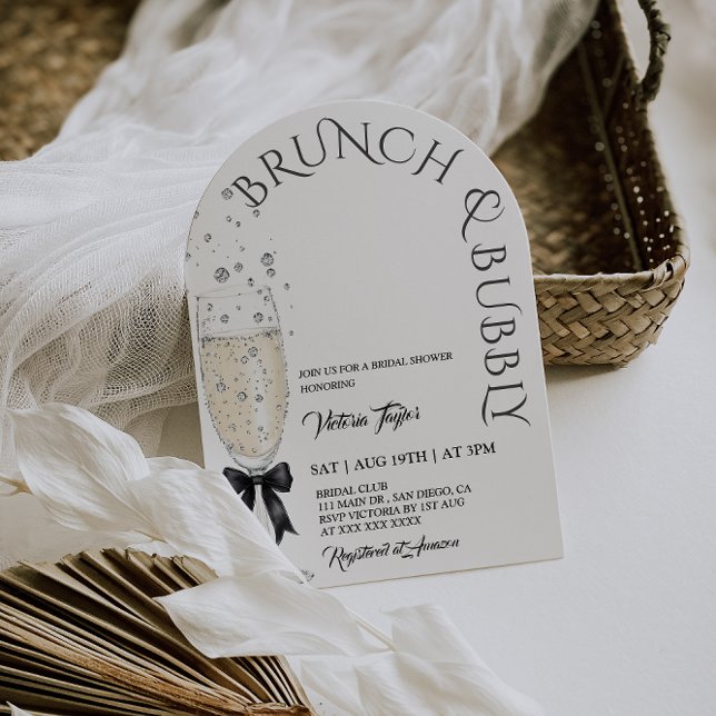 Invitation Brunch & Bubbly Prosecco Nœud Mariage de Fiançaill (Créateur téléchargé)