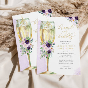 Invitation Brunch & Bubbly Purple Gold Fête des mariées