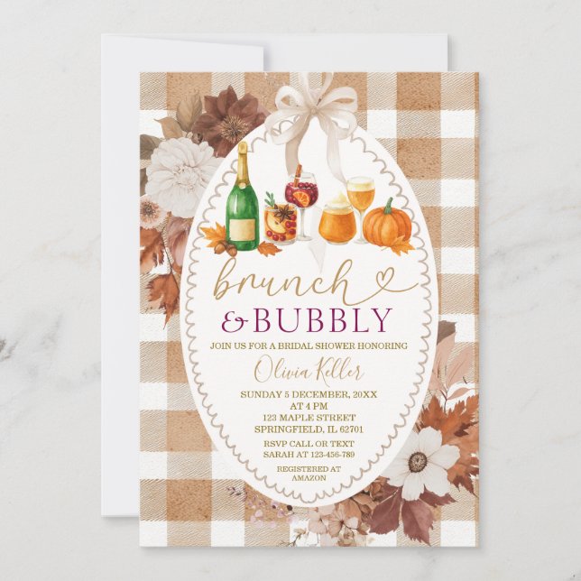 Invitation Brunch & Bubbly Réception de Mariage de Cocktail d (Devant)