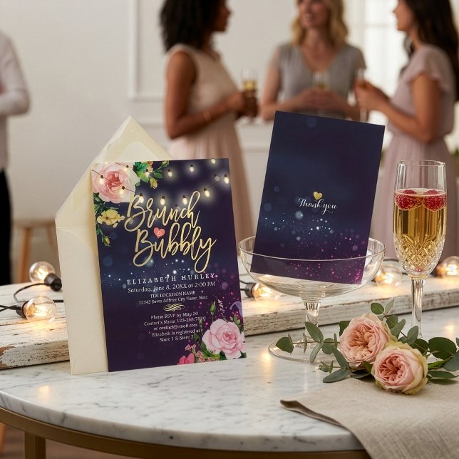 Invitation Brunch & Bubbly Réception de Mariage Guirlande de  (Créateur téléchargé)