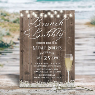 Invitation Brunch & Bubbly Rustic Baby's Breath Fête des mari