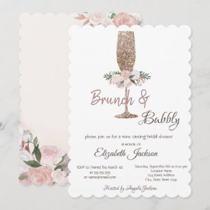 Invitation Brunch & Bubbly Verre à vin pailleté pour enterrem
