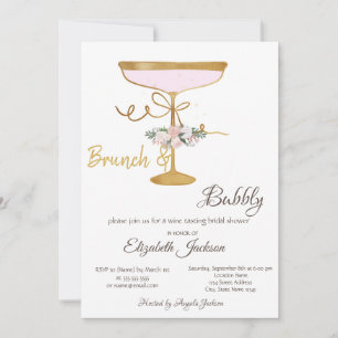 Invitation Brunch & Bubbly Verre, Soirée de Mariage Pailletée