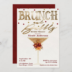 Invitation Brunch & Bubbly Vin Or Red Fall Fête des mariées