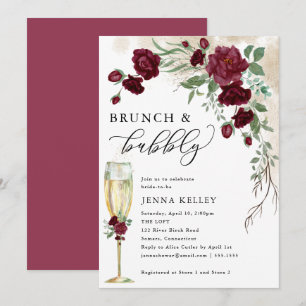Invitation Brunch & Bubbly Vin Rose Bourgogne, Fête des marié