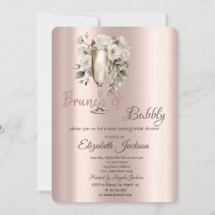Invitation Brunch & Bubbly White Roses Drivers Douche nuptial