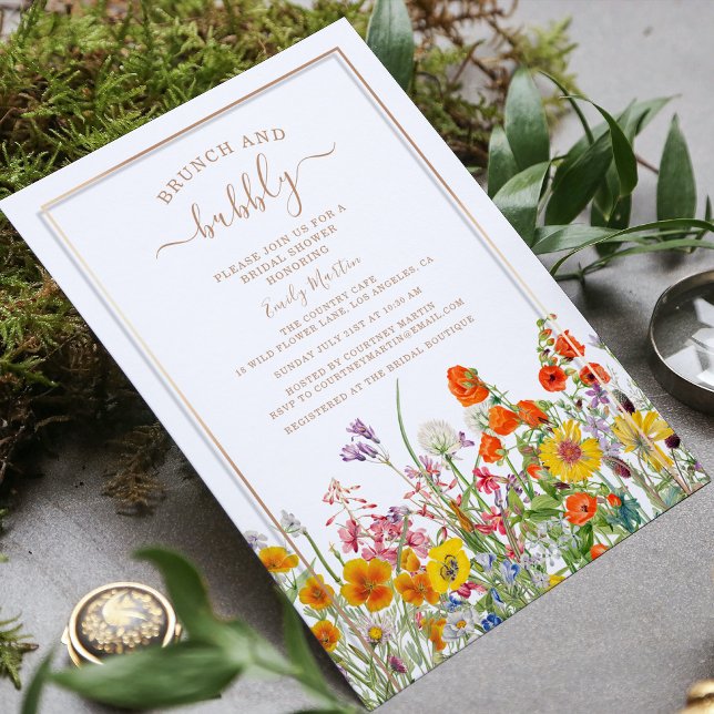 Invitation Brunch & Bulles Bohème Fleurs sauvages (Créateur téléchargé)