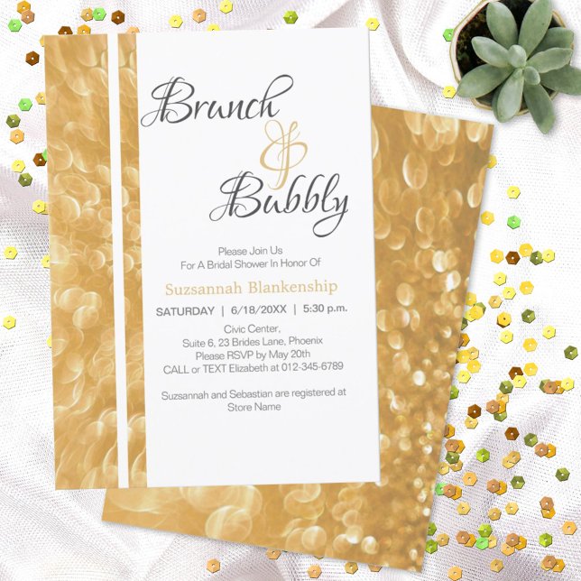 Invitation Brunch Bulles de Champagne Bubbly (Créateur téléchargé)